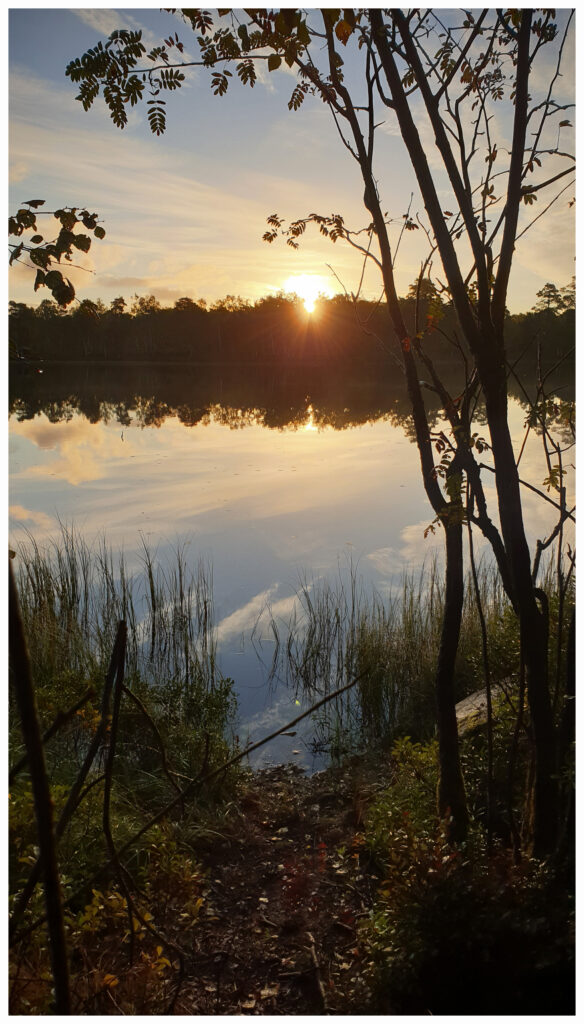 Sonnenaufgang an einem See in Schweden