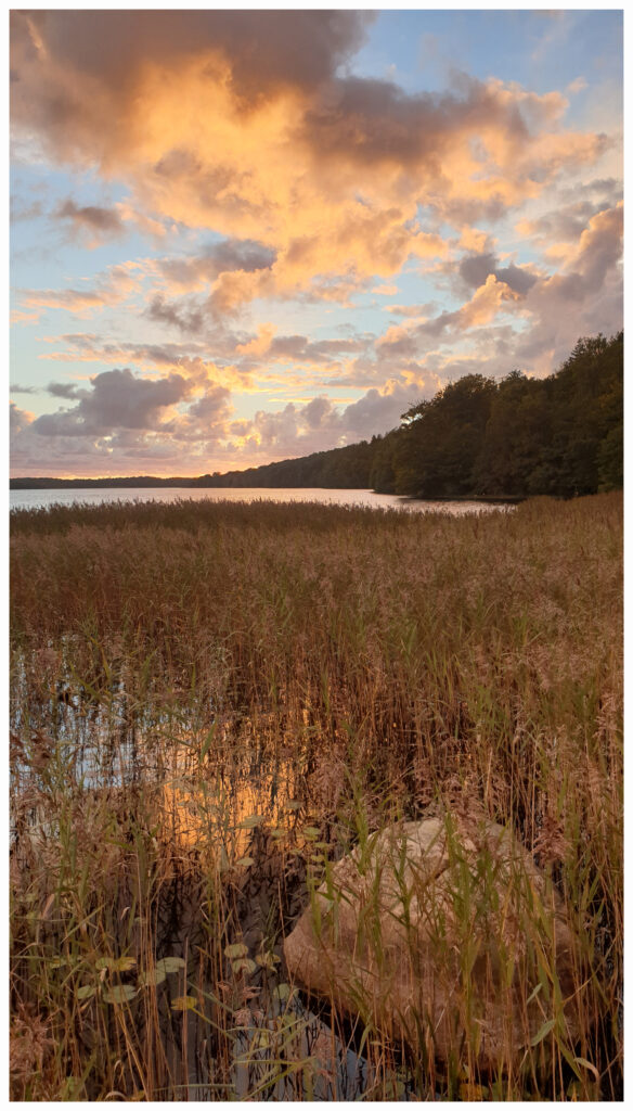 Sonnenuntergang an einem See in Schweden
